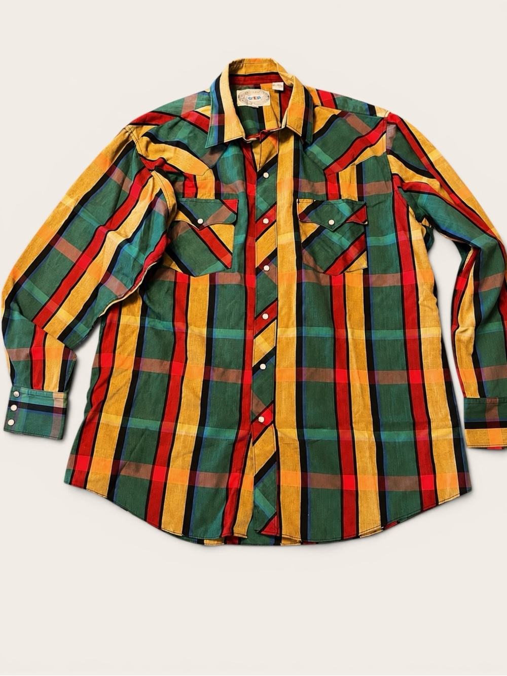 Vintage Plaid Pearl Snap Western Shirt Mens 17 34/35 Cowboy Ranch - Picture 1 of 9